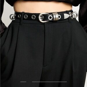 Stylish Dehanche Black Belt with Silver Accents